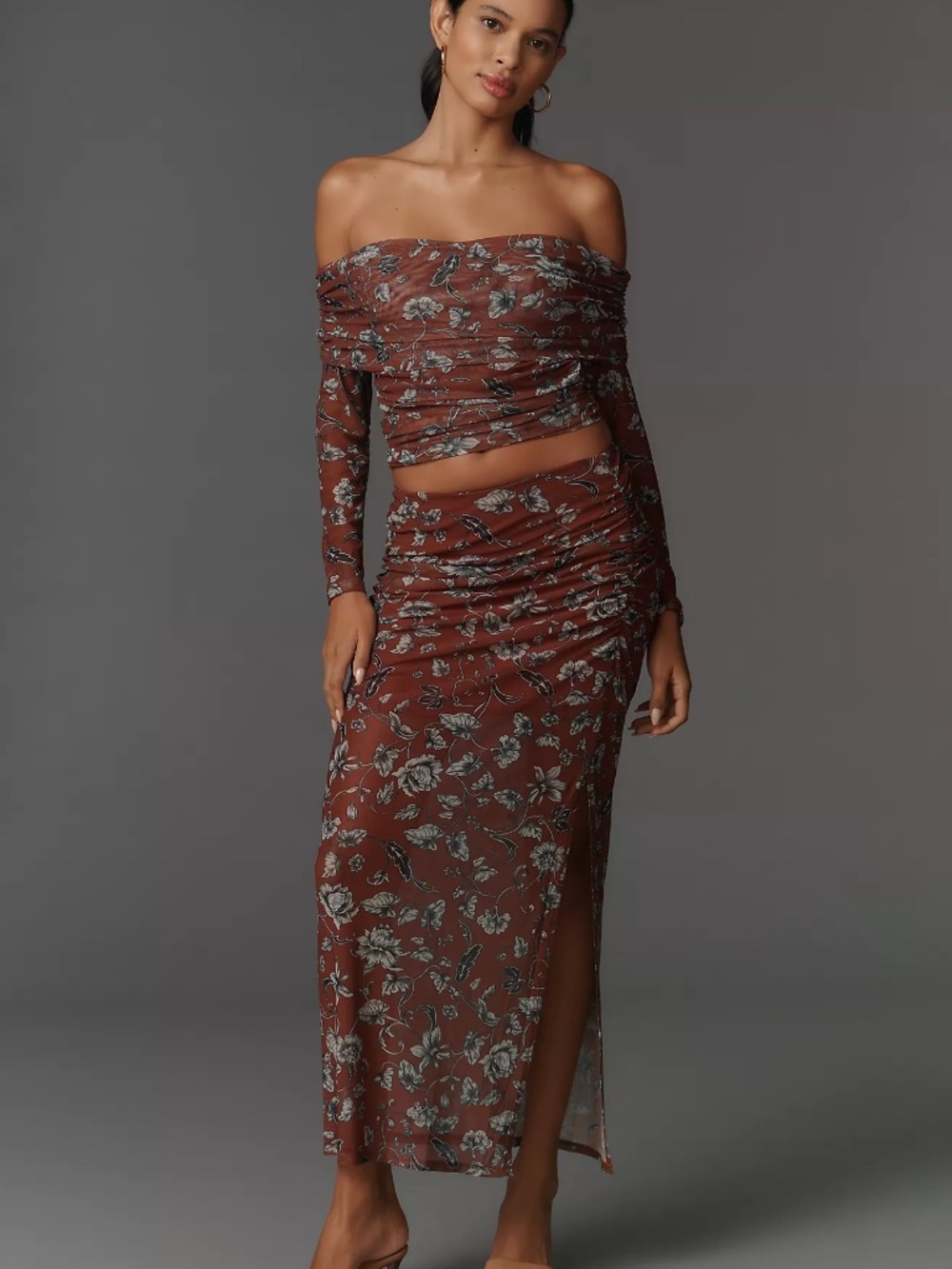 Aleda Mesh Ruched Maxi Skirt by Maeve